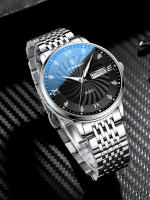 Reloj de Pulsera Luminoso Impermeable POEDAGAR Diseño de Calendario de Cuarzo con Correa de Acero Inoxidable Regalo Perfecto para Hombres, Papá, Amor Joyería de Gafas de Sol - details 0