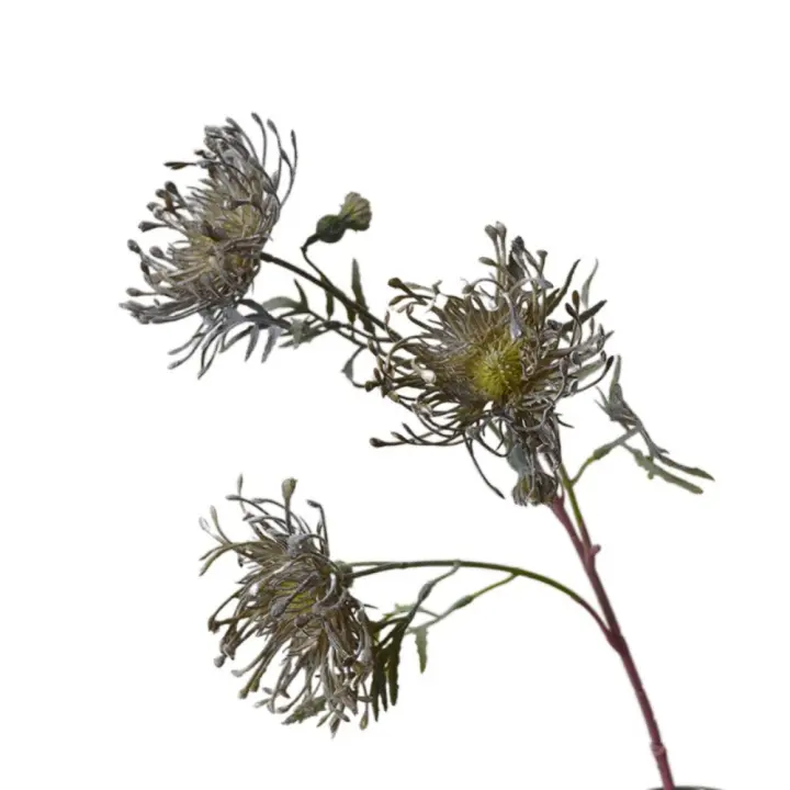 Flor de cojín Artificial de 63cm, 3 cabezas, garra de cangrejo realista, flor de crisantemo, tacto Real, flores falsas hechas a mano para sala de estar - 1