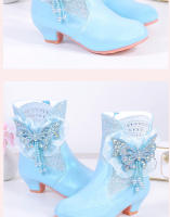 Botas de princesa para niñas Botas medianas cálidas para niños con lazo de pelo - details 13