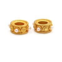 Color dorado mate, latón y perlas de imitación de plástico, espaciador de rueda, cuentas para pulsera, accesorios para hacer joyas Diy - details 9