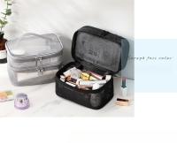 Bolsa de Viaje para Cosméticos y Cuidado de la Piel Organizador de Maquillaje en Malla Contenedor de Plástico para Mujeres y Hombres Bolsa de Baño Estilo Casual con Cierre de Cremallera - details 1