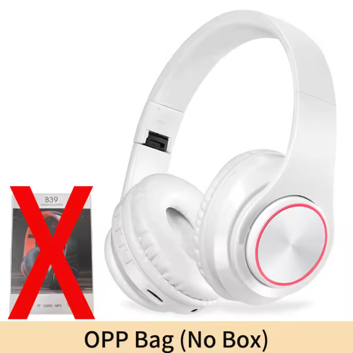 Auriculares inalámbricos B39 con Luces LED de Colores, auriculares con Bluetooth, Tarjeta TF, AUX, cable de reproducción, Estéreo de graves HiFi plegable, música - 1