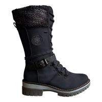 Botas Martin de gran tamaño para mujer, otoño e invierno, comercio exterior, nuevas botas de nieve europeas y americanas, tacón grueso de tubo medio redondo - details 3