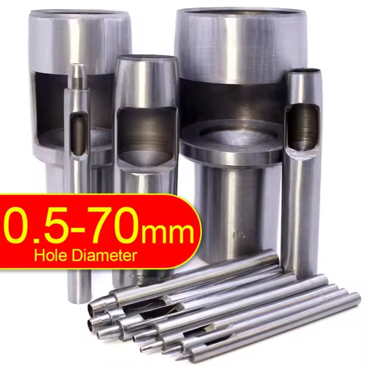 Herramienta de perforación de agujeros para artesanía de cuero, cuchillo redondo de acero de alta calidad para cinturones, bolsas de papel, juntas de Metal, perforadora de plástico, 0,5-70mm - 1