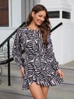 Vestido corto de manga larga para mujer, prenda elegante y bonita con cuello redondo, Estilo Vintage, a la moda, 2025 - details 9