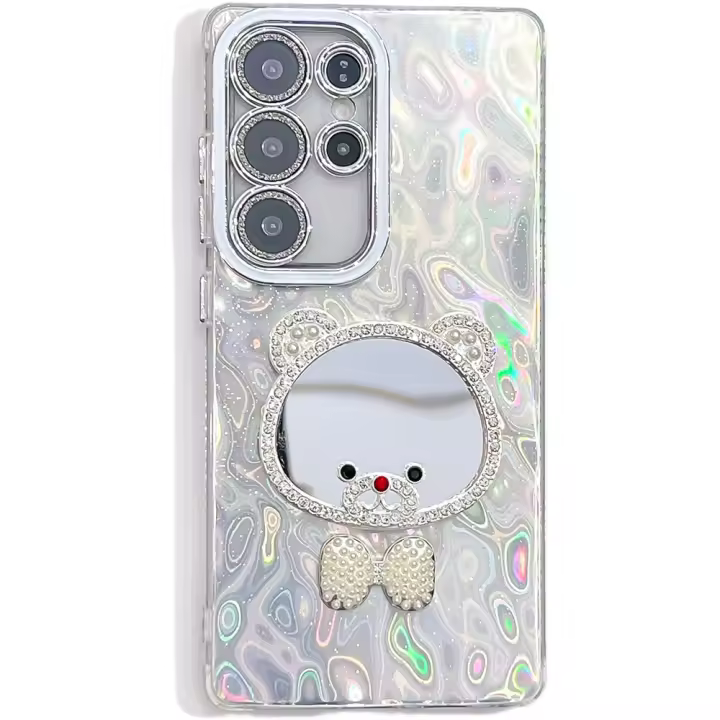 Funda de teléfono chapada de lujo con protección de película de lente para Samsung Galaxy S25Ultra S24Ultra S23Ultra con lindo diseño de espejo A56/A36/A16/A55/A35/A15/A54 Estilo resistente a caídas - 1