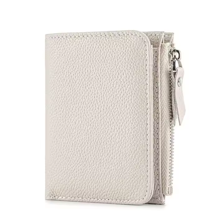 Cartera plegable de cuero genuino para mujer, billetera plegable con bloqueo RFID, tarjetero, billetera con clip para billetes, bolsillo para monedas con cremallera - 1