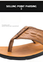 Chanclas de hombre de verano de cuero con patrón de cocodrilo de moda transpirable pellizco sandalias casual tendencia zapatos de playa Q1576 - details 5