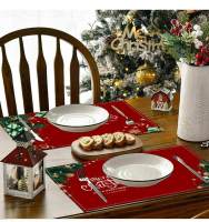Nuevo Mantel Individual de lino navideño, mantel con estampado de letras de bendición festiva, decoración de mesa para invitados, posavasos con aislamiento térmico - details 6