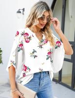 Elegante Blusa de Verano con Estampado Cuello en V para Mujeres Camisa Chic de Moda Joven - details 2