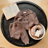 Ropa de punto para niños pequeños, suéter y pantalones de Color sólido, conjuntos de ropa de bebé, 2 piezas, Primavera - details 3
