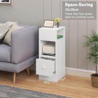 Mesa de Noche Estrecha Moderna Estilo de Madera Alta con Cajón 25x30x66cm Blanco 0179ZZ-2 - details 3