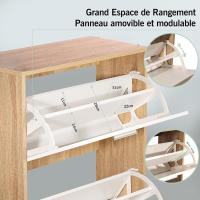 Mueble zapatero de 12 pares - Estantería de gran capacidad para vestíbulo o pasillo - (ancho) 60 x (profundidad) 24 x (alto) 80 cm - Madera clara blanca - details 72