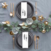 Juego de 6 servilletas de tela de algodón con esquinas ingleteadas blancas, perfectas para cenas de boda y decoraciones de mesa - details 2
