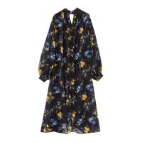Vestido con estampado para mujer, Falda larga con cuello en V y manga larga, ideal para verano, 2024 - details 1