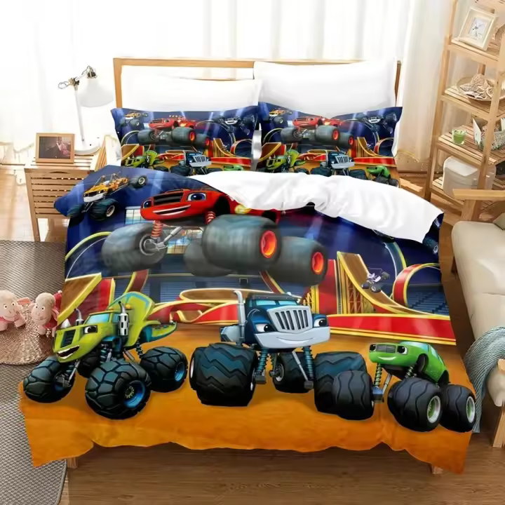 Juego de Ropa de Cama 3D Blaze N Monster Machines Funda de Edredón de Dibujos Animados - 1