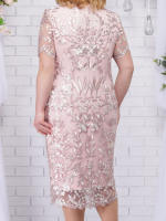 Vestidos Elegantes De Fiesta Para Mujer Tallas Grandes 4XL 5XL Verano Corto Manga Lace Floral Formal Midi Vestido De Boda - details 1