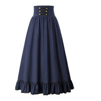 Falda Victoria Para Mujer Maxi Vintage Renacentista Cintura Alta Volante A-Line Sin Ajuste Casual Fiesta Largo Pierna Falda - details 7