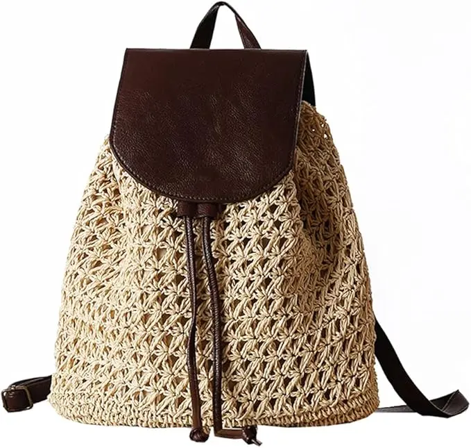 Bolsa de paja de verano para mujer, mochila de moda - 1