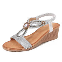 Sandalia Cómodas Nuevas Sandalias De Diamantes De Agua De Moda Zapatos De Mujer con Tacón Inclinado De Fondo Grueso - details 2