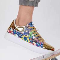 Nuevo diseño de fiesta de moda, zapatos de tenis dorados para mujer, zapatillas blancas planas grandes 48 gruesas, precio bajo, adolescente americano - details 11