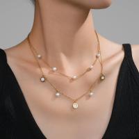 Collar de perlas de oro para mujer, collares de perlas chapados en oro de 18 quilates para mujer, perla en capas-1 - details 0