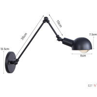 Lámpara de pared de Robot oscilante de doble brazo largo, candelabro de Metal Industrial Vintage, estilo Retro, L20/L30/l40 cm, negro, iluminación del hogar - details 7