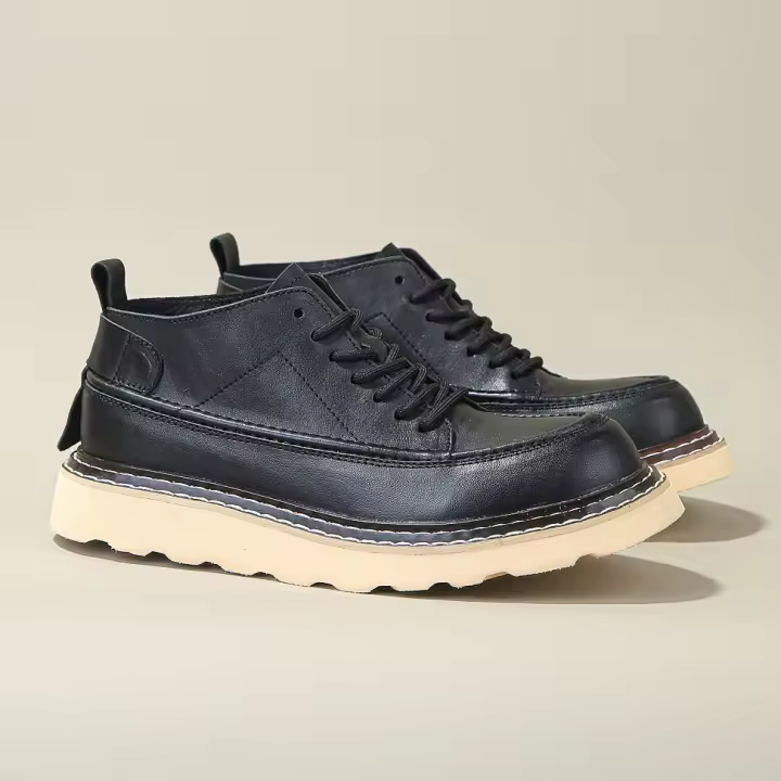 Botas de cuero de alta gama para hombre, zapatos de piel de vaca pura, botas altas de piel de vaca de primera capa - 1