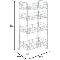 Servicio de cocina, almacenamiento, 2 estantes, 1 cesta de almacenamiento, con ruedas, cocina, sala de estar - Kitchen Wagon CW-005 - Marrón - details 32