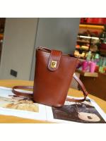 Bolso bandolera de piel auténtica para mujer con correa ajustable para el hombro y cierre giratorio - Diseño elegante minimalista, varios colores (marrón café/blanco leche/gris oscuro y más) - Bolso versátil para uso diario, informal y profesional, bolso - details 8