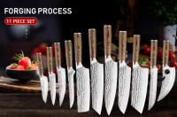 Cuchillo De Cocina Profesional Forjado a Mano Con Mango Para Frutas Vegetales Carne Y Verduras Hoja De Acero Carbono Cuchilla Afilada Con Soporte - details 0