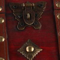 Caja del Tesoro de madera Vintage con cerradura de Color bronce, Cofre del Tesoro de diseño antiguo, contenedores de maletero de estilo Retro europeo para niños - details 5