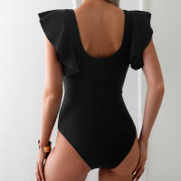 New Clashing One-piece Swimming Costume Small Fly Sleeve Bikini Women Quick Dry Sports Deep V Cross Hollow One-piece Swimsuit - details 11