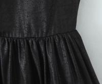 Estilo retro francés verano Spice Girl vacaciones princesa viento malla empalme jacquard liguero vestido cintura delgada falda negra. - details 7