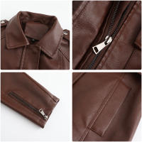 Gabardina cortavientos de piel sintética para mujer, chaquetas con cinturón, abrigo largo medio - details 33