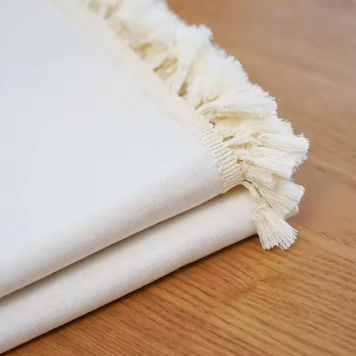 Mantel circular rectangular blanco de lino nórdico y algodón, funda suave, borla Ence, manta de picnic al aire libre para banquetes - 1