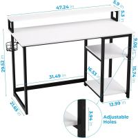 Escritorio de Escritorio Reversible Pequeño Soporte de Monitor con Estantes de Almacenamiento Ajustables Ideal para Estudio Marrón - details 11