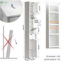 Estanterías Ajustables 2 Puertas, 1 Cajón Espacio Abierto para Sala de Estar Dormitorio 20x20x180cm - details 2