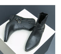 Nuevas botas de cuero con cremallera lateral para hombre, zapatos de cuero de caña alta con relieve - details 11