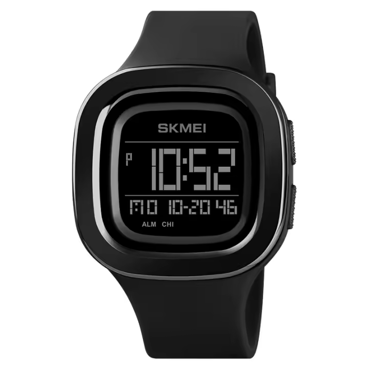 Reloj Deportivo Digital SKMEI Cuadrado Para Hombres con Correa de Cuero PU Banda Ancho 22mm Movimiento Digital Carreras Crónicas 12/24 Horas - 1