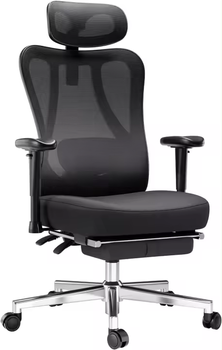 P3 Silla Ergonomica Escritorio, Silla Oficina Soporte Lumbar, Silla de Ordenador reclinable de ángulo Grande, Respaldo de Malla elástica, Negra - 1