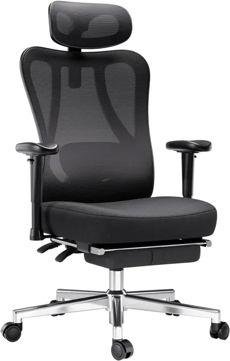 P3 Silla Ergonomica Escritorio, Silla Oficina Soporte Lumbar, Silla de Ordenador reclinable de ángulo Grande, Respaldo de Malla elástica, Negra - 1