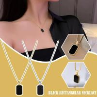 Colgante Cuadrado Minimalista de Acero Inoxidable Joyería Vintage de Oro para Mujeres - details 0