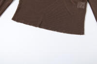 BUNO-Conjunto de 2 piezas con transparencias de gato extraño para mujer, Tops cortos con solapa y cuello oblicuo y manga acampanada + minifaldas ajustadas con niveles, traje elegante de tendencia - details 34