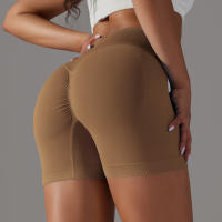 Hamidou pantalones cortos deportivos para mujer, Shorts de Yoga con cintura cruzada, gimnasio, entrenamiento, correr, cintura alta, realce de cadera, sin costuras, Fitness - details 55