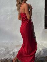 Vestido de fiesta de retales a la moda con tirantes finos y estampado sin espalda para mujer de verano, vestido elegante sencillo sin mangas para mujer 2025 - details 5