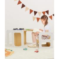 1 Taburete, Juego de Asientos Infantiles 3 en 1 y Banco Convertible en Mesa, Muebles Infantiles (Natural, L) - details 5