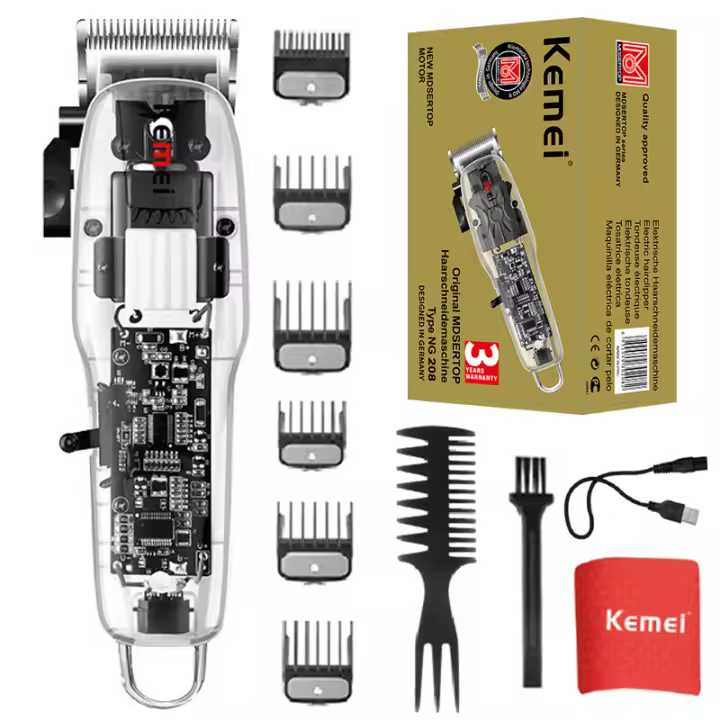 Kemei-cortadora de pelo eléctrica inalámbrica NG208 para hombre, máquina de corte de pelo profesional, recargable y ajustable - 1