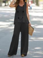 Conjunto de 2 piezas para mujer, tops y pantalones estampados, chaleco elegante, pantalones - details 2