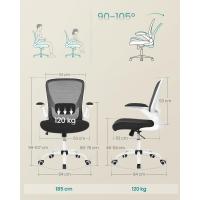 Silla de Oficina, Silla de Escritorio de Malla, Silla Giratoria Ergonómica, Soporte Lumbar, Oscilante, Asiento de 53 cm, Apoyabrazos Abatibles, Negro OBN037BKV2 - details 12